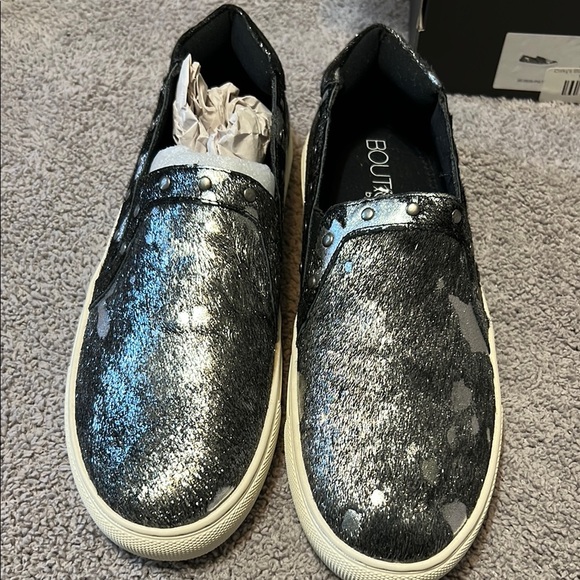 Corkys black and pewter cowhide slip on shoes - Picture 2 of 7